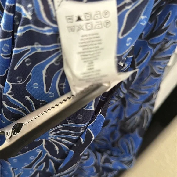 Michael Kors Blue/Black Palm Tree Print Floral Tiered Maxi DressSz. Xl - Picture 7 of 9